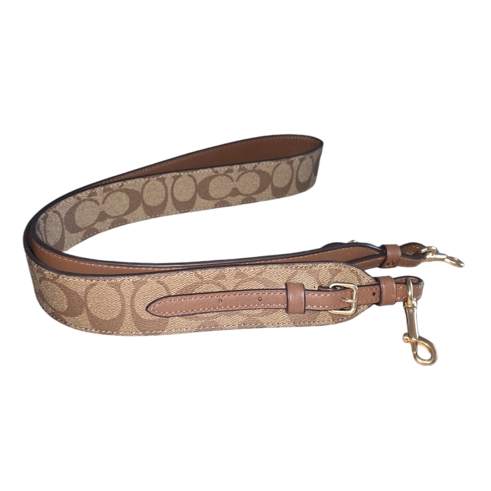 Coach Bag Strap Signature Coated Canvas Leather Brown Like New